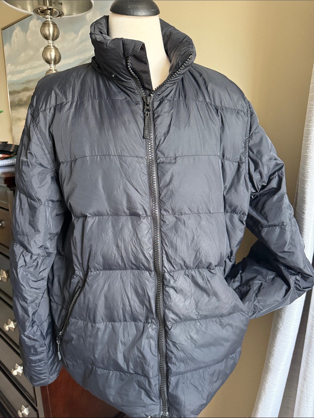 Lands' End Men's Black Large Puffer Jacket